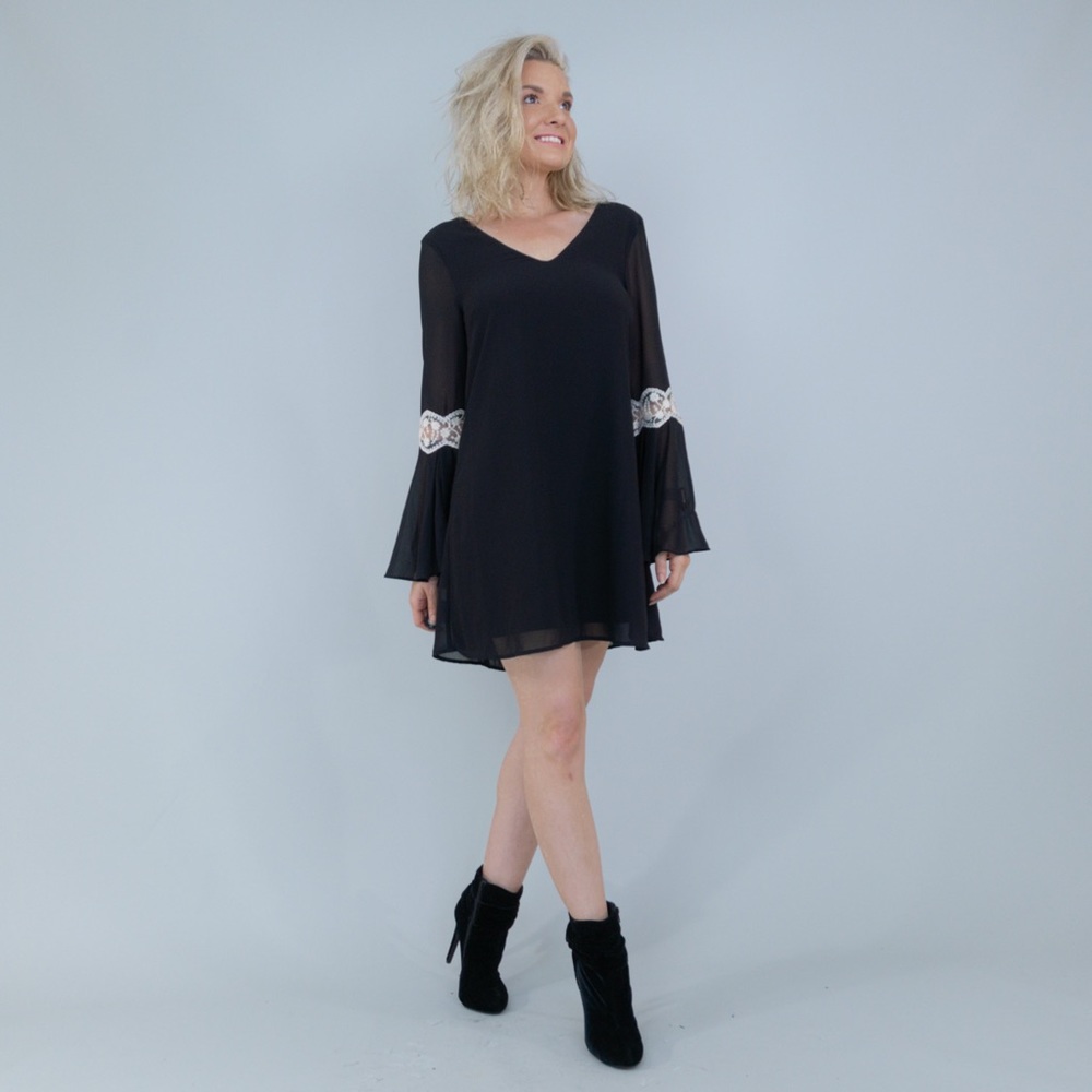 Black Long Sleeve Flirty Party Dress - Picture 6 of 15